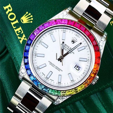 rolex date just rainbow|Rolex with rainbow bezel.